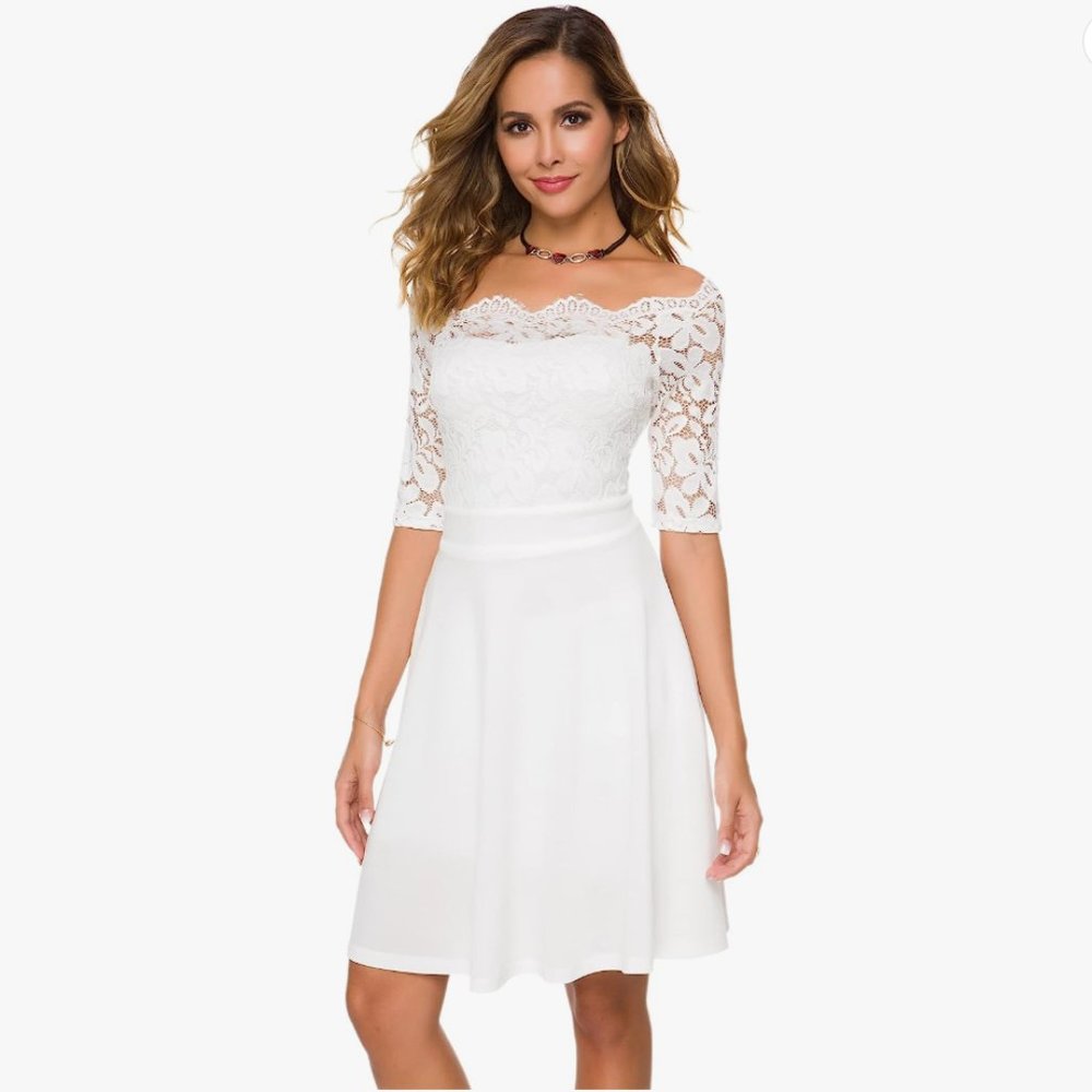White Lace Off The Shoulder Dress